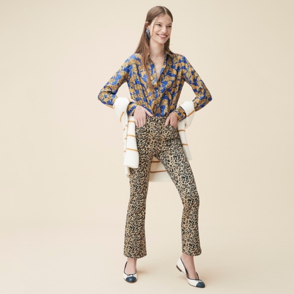 J Crew Leopard Kickout Crop Pants - Picture 2 of 6